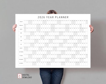 2026 Wandkalender | A0, A1, A2 und A3-Größen | Digitaler Download im PDF-Format