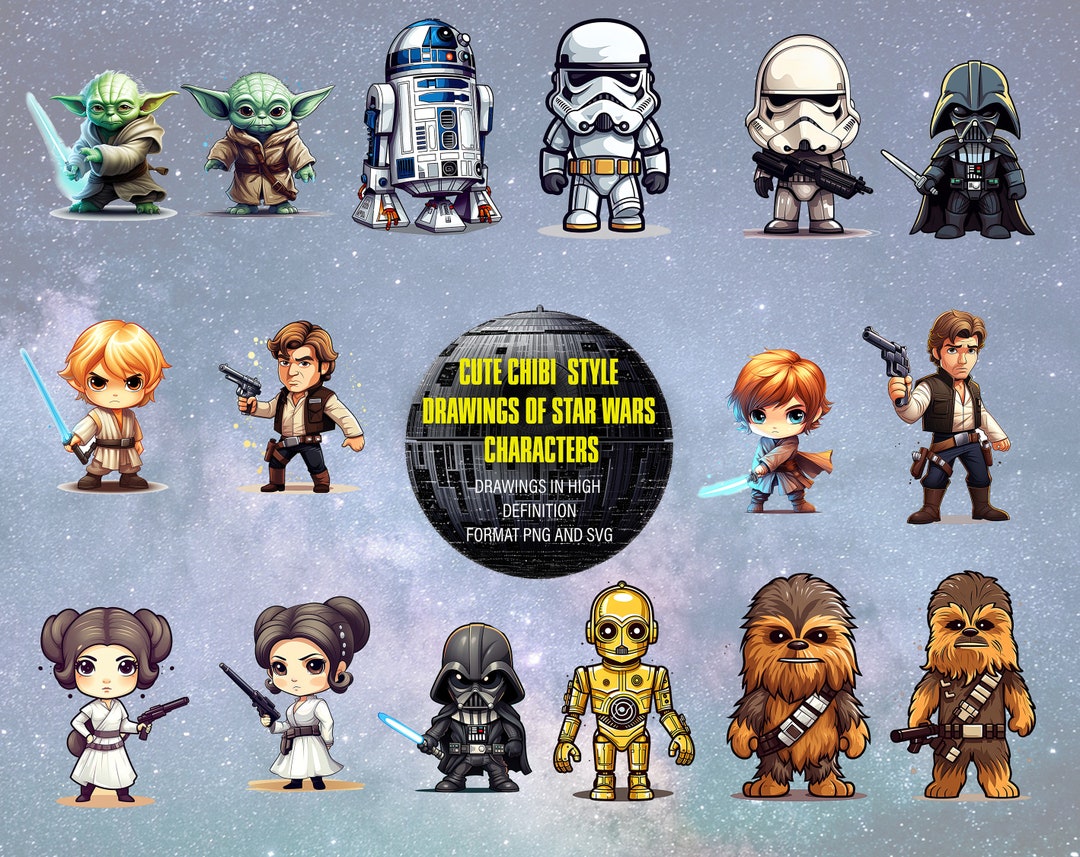 Cute Chibi Style Star Wars Characters | for Printable Stickers, T Shirt ...