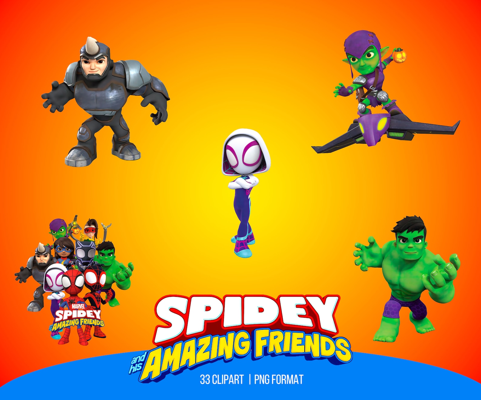 Spidey and Friends Clipart | 33 PNG Images (digital Kit) - Etsy