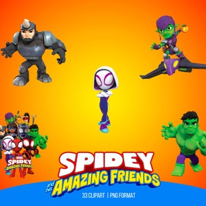 Digitale kit Spidey en zijn geweldige vrienden | 33 png-afbeeldingen |  Plakboek: