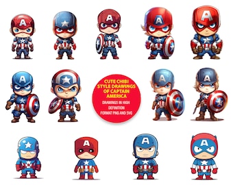 Chibi Captain America Clipart | PNG & SVG for Commercial Use