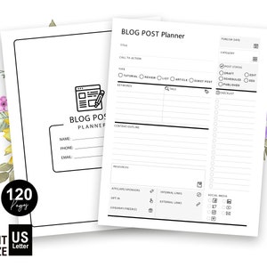 Planificador de blogs | Tamaño Carta | Imprimible