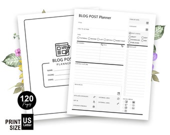 Blog Post Planner | Letter size (8.5" x 11") | Printable