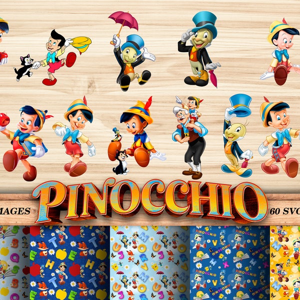 Kit Digital Pinocho pour imprimer | Formats PNG et SVG | Plus de 15 papiers numériques gratuits