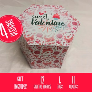 Valentine's Day explosive box | 4 models to print and assemble | includes dxf, svg, eps files