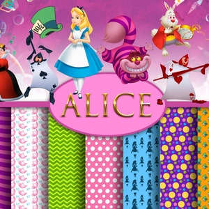 Alice in the wonderland |  Digital Paper &  Clipart