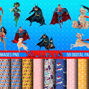 Super Pets league movie | 46 images PNG | 59 digital papers