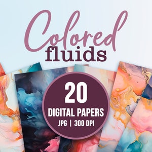 Hermosos papeles digitales Colored Fluid / 300 dpi / formato JPG / Para uso comercial