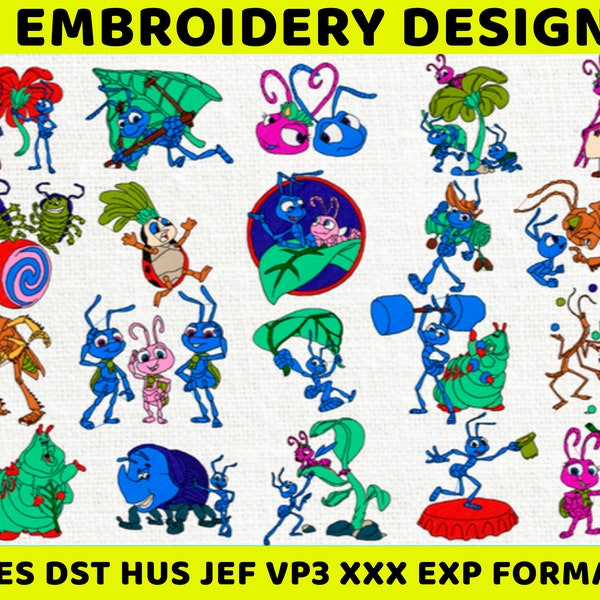 Bugs Life Machine Embroidery Design | File 4x4 size | 20 designs