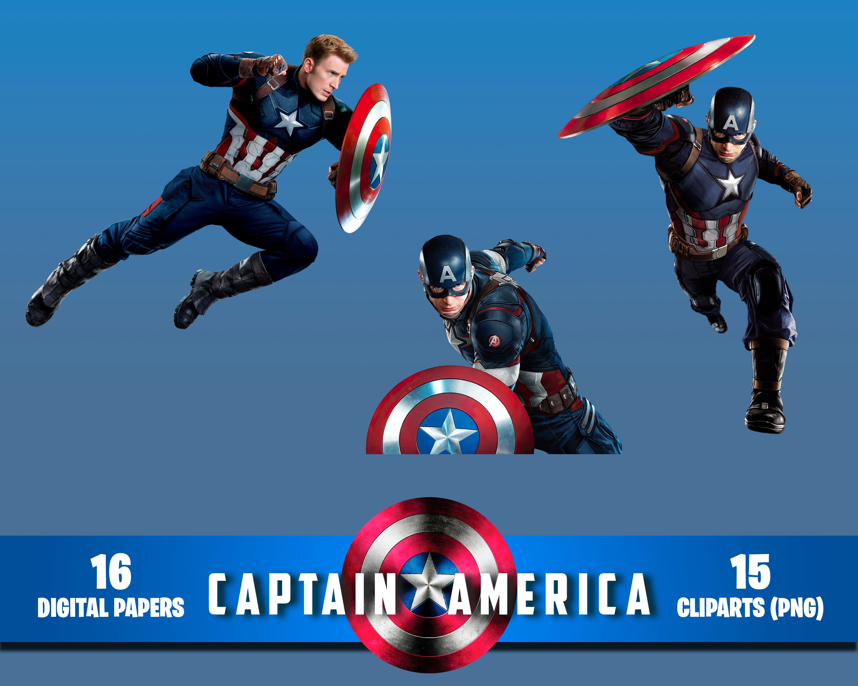 Captain America Digital Kit for Printing - Etsy
