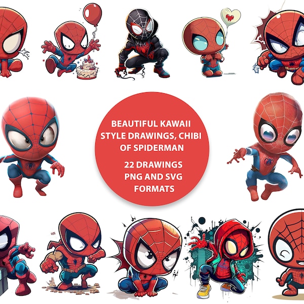 Cute Spiderman Clipart - Etsy