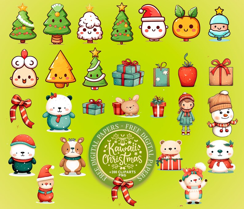 Kawaii Christmas Clipart | Over 200 Cute Christmas Graphics Plus Free ...