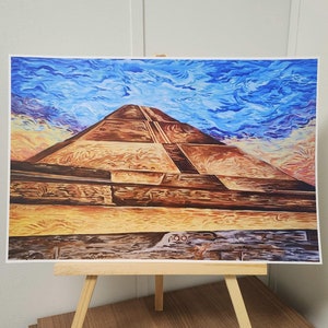 Teotihuacan Art Print | Pyramid of the Sun Wall Art | 12x18 Mexican Print | Aztec Culture Decor