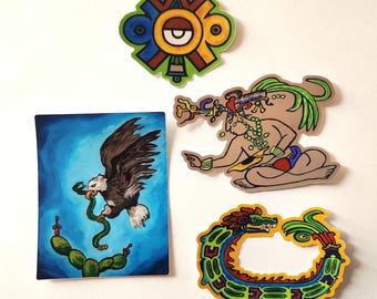 Aztec Vinyl Sticker Pack: Quetzalcoatl & Latino Art Decals