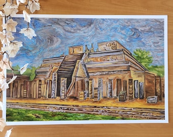 Tempel der Krieger Maya-Pyramide | 12 x 18 Kunstdruck | matte Oberfläche
