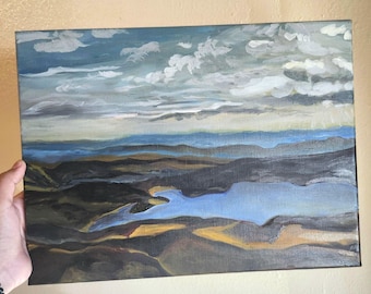 Lake Kawaguchiko Oil Painting, Japanese Landscape Art (12x16)