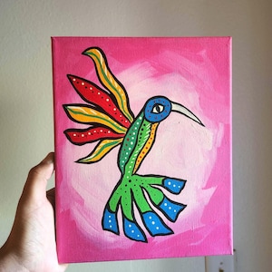 Painted Alebrije Hummingbird 8 x 10 inches