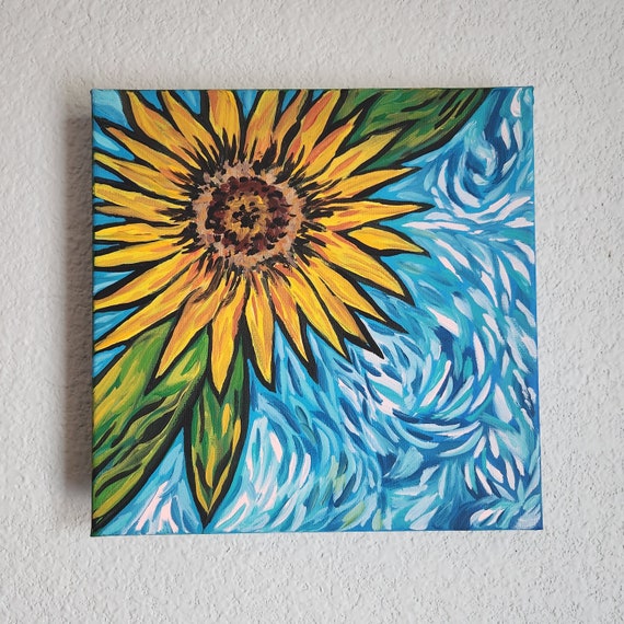 Sunflowers and hydrangeas on 10x10 Canvas