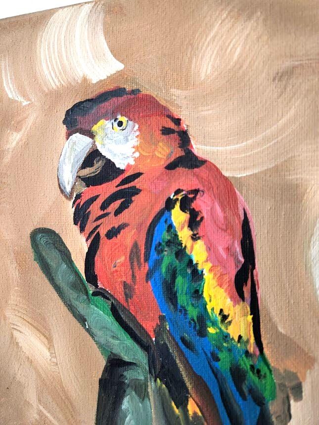 オウムの絵画：アクリル鳥アート - 額入り動物壁飾り - Etsy 日本