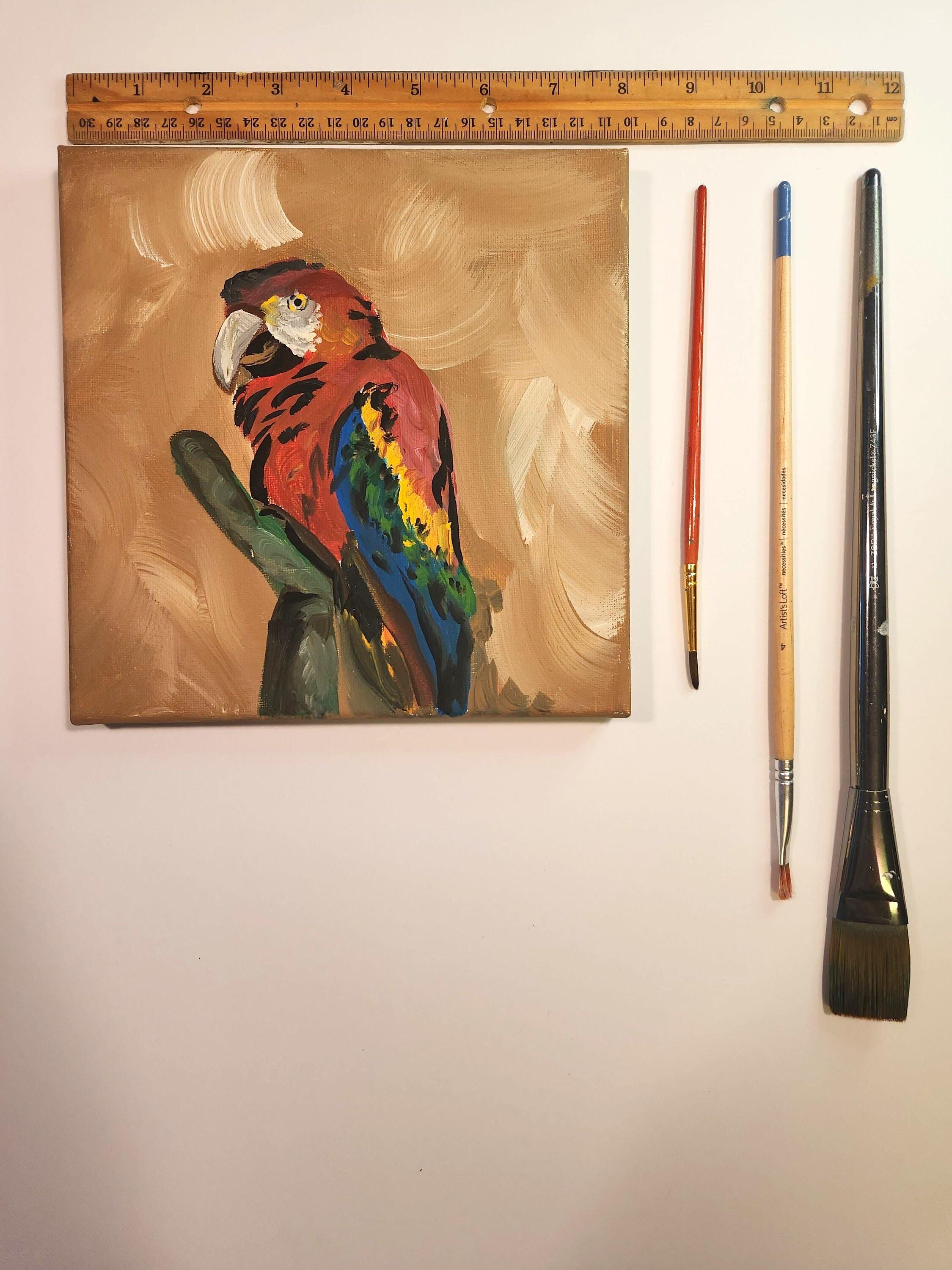 オウムの絵画：アクリル鳥アート - 額入り動物壁飾り - Etsy 日本