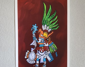 Chicano Art for Wall Mexican Wall Decor Aztec Print Mexican Huitzilopochtli Art Print