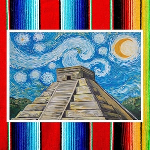 Chichen Itza Inspired Starry Night Painting - A must-have for art lovers and collectors