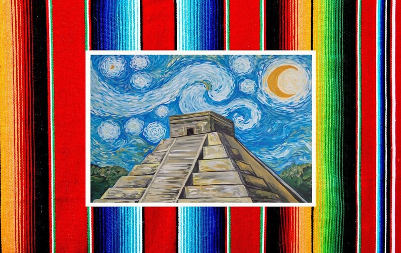 Chichen Itza Inspired Starry Night Painting - A must-have for art lovers and collectors