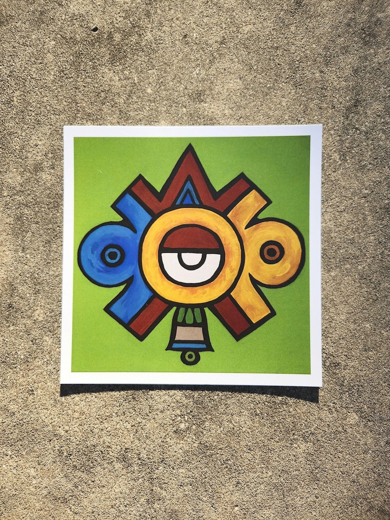 Pre-Columbian Aztec Ollin art poster for Mexican and Chicano home decor.