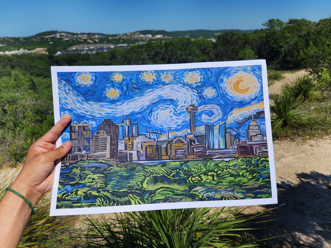 San Antonio Artwork Alamo City Room Decor Starry Night Etsy