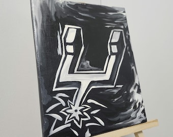 Obraz San Antonio Spurs, akryl na płótnie, 12 x 9 cali