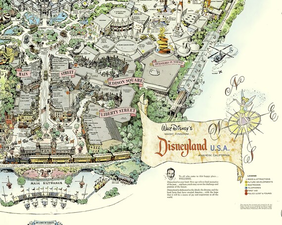 Disneyland 1958 Park Map Puzzle Custom Made 100 300 500 Etsy