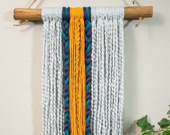 Yarn Wall Hanging Tapestry - Cream, yellow, blues (JACK)