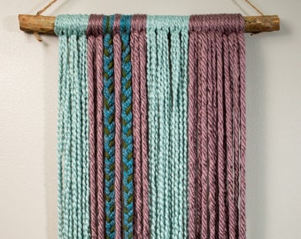 Yarn Wall Hanging Tapestry - blues, purple (MERMAID)