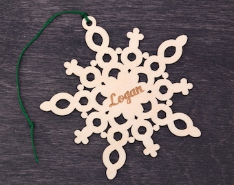 Custom Christmas Tree Ornaments - Christmas Decorations Handmade, Xmas Ornament, Wooden Snowflake, Personalized Christmas Gifts, Gift Box