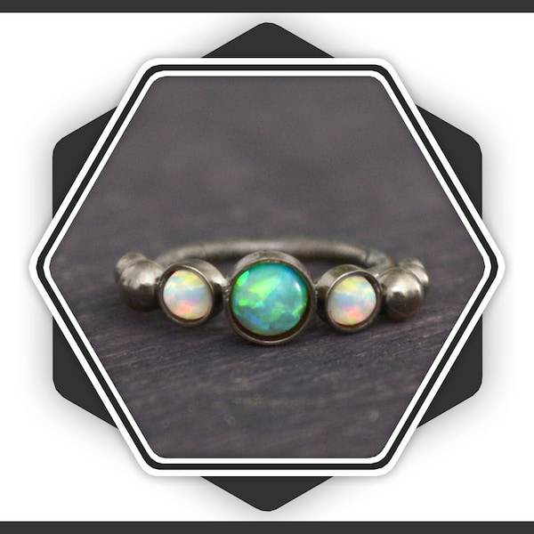 Cartilage Earring. Tragus Piercing Opal. Surgical Steel Conch Earring. Helix Clicker Hoop 18G 16G 14G. Forward Helix Jewelry. Clicker Ring