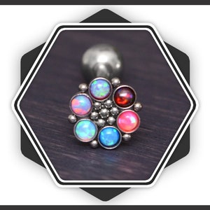 Tongue Barbell - Surgical Steel Tongue Ring, Tongue Barbell Jewelry with Opal