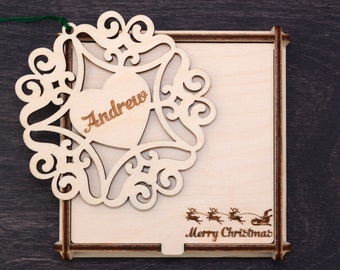 Snowflake Christmas Decorations - Christmas Ornaments Personalized, Custom Christmas Tree Ornament, Wooden Christmas Toys, Keepsake Gift