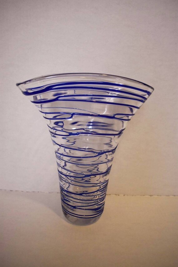 Cobalt Blue Swirl Art Glass Vase Metamorphic Artists - Art Glass Vase Artists Cobalt Blue Swirl Art Glass Vase Metamorphic Artists - Art Glass Vase Artists