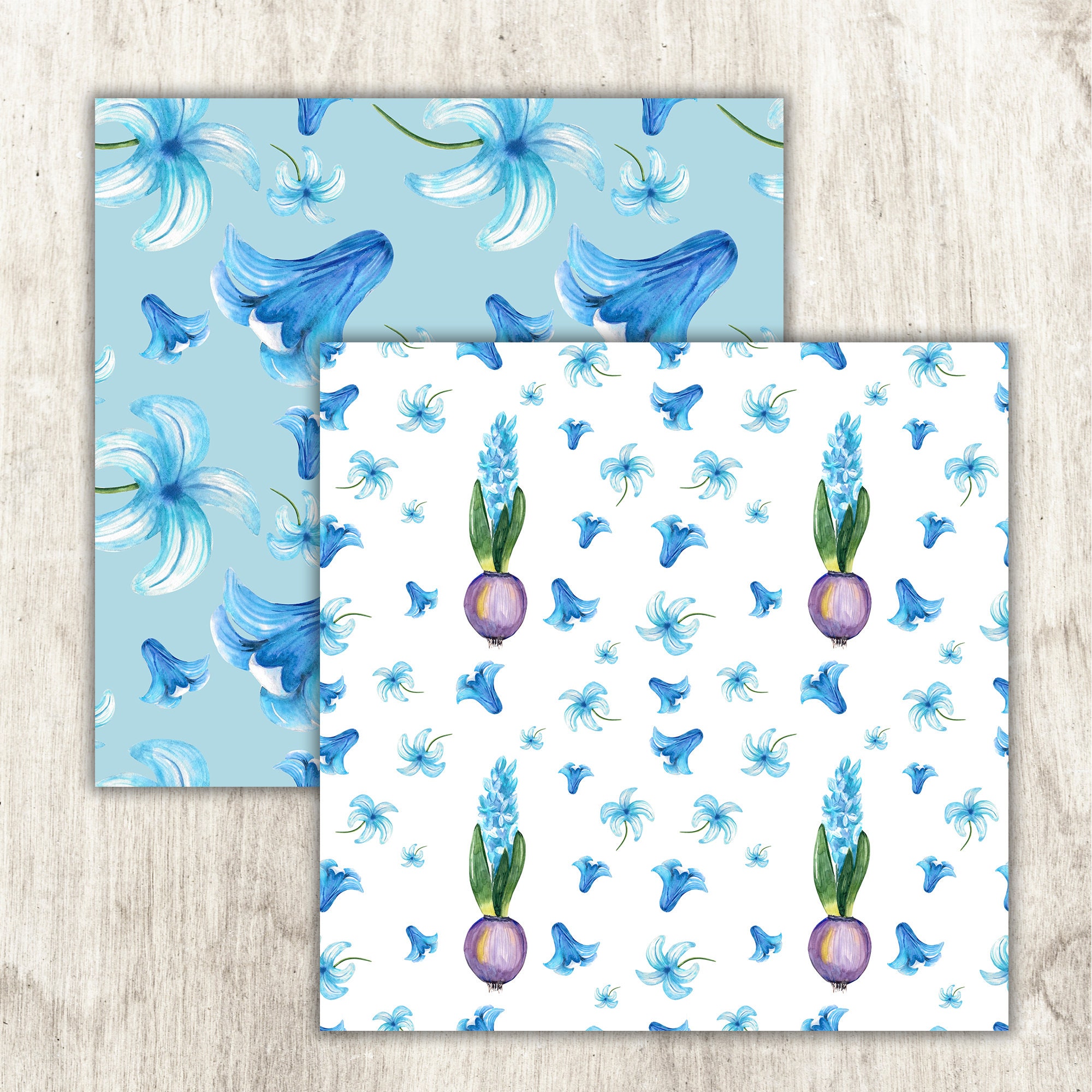 Hyacinth Blue Digital Paper Printable Paper Hyacinth Etsy
