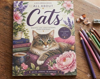 Malbuch mit Katzen für Erwachsene / Stressabbau / Für Katzenliebhaber