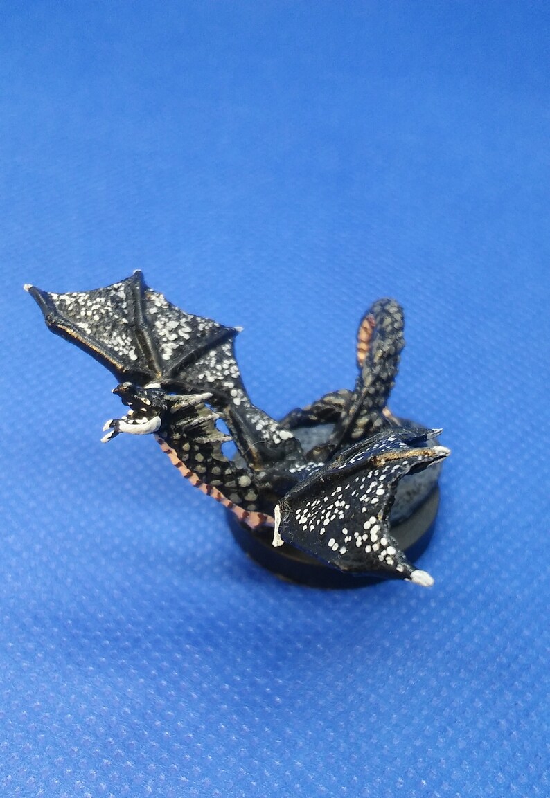 Hand Painted Reaper Bones Black Hatchling Dragon Miniature