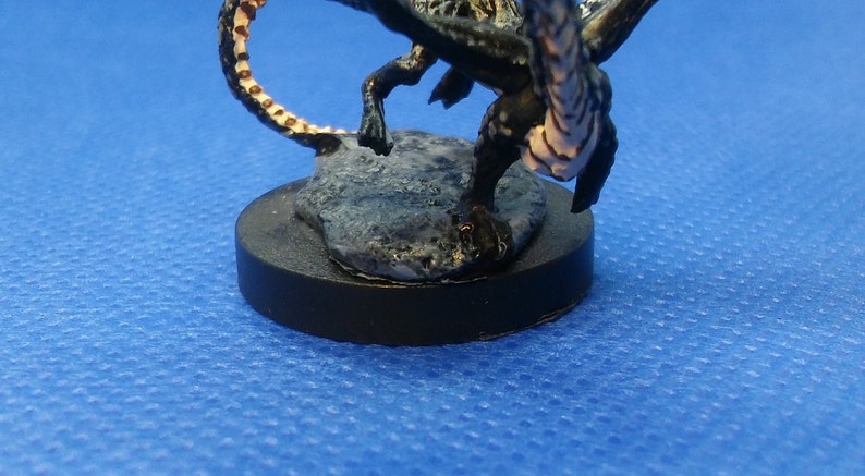 Hand Painted Reaper Bones Black Hatchling Dragon Miniature