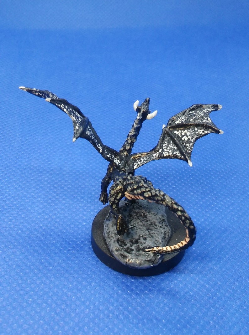 Hand Painted Reaper Bones Black Hatchling Dragon Miniature
