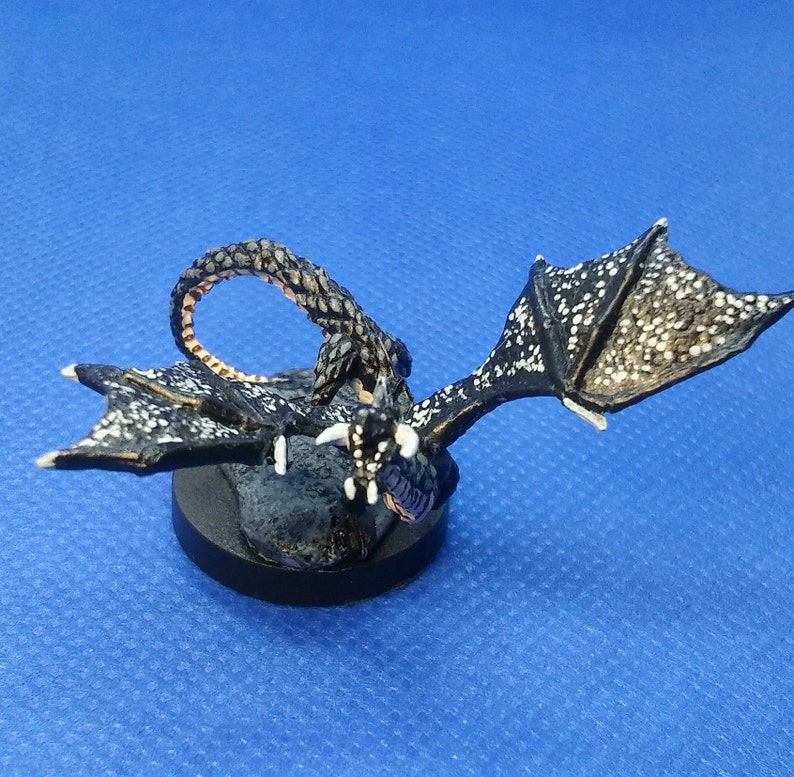 Hand Painted Reaper Bones Black Hatchling Dragon Miniature