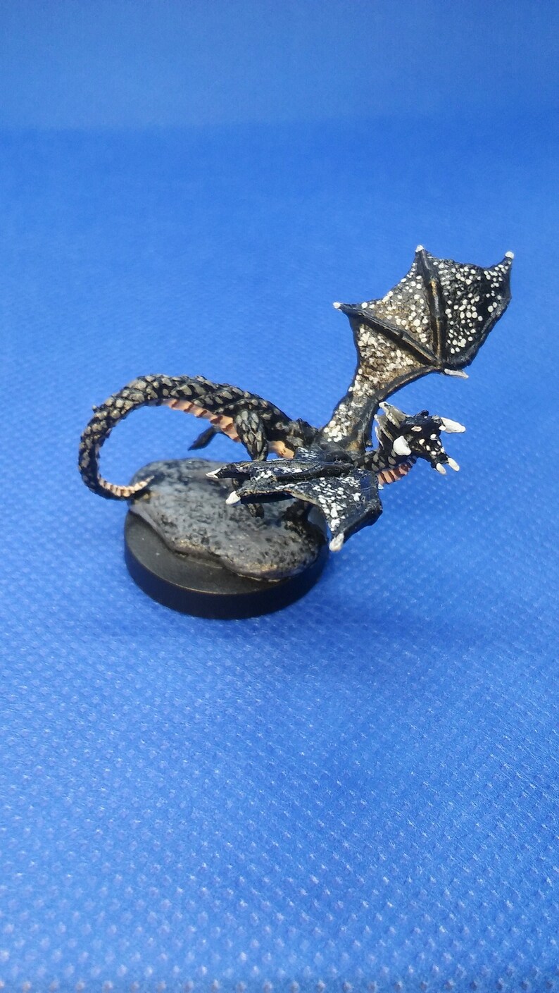 Hand Painted Reaper Bones Black Hatchling Dragon Miniature
