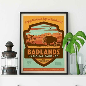Badlands National Park Travel Poster by Anderson Design Group | National Parks Art Print | Badlands South Dakota Print (frame not included)