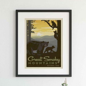 Great Smoky Mountains Park Travel Poster by Anderson Design Group | National Park Print | Smoky Mountain Print (frame not included)