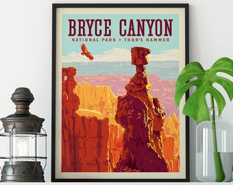 Bryce Canyon National Park Travel Poster by Anderson Design Group | Bryce Canyon Thors Hammer Print (frame not included)