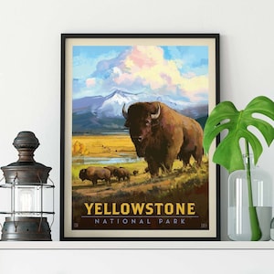 Yellowstone National Park Vintage Travel Poster by David Owens and Anderson Design Group | Art Print (frame not included)