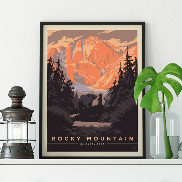 Rocky Mountain National Park Vintage Travel Poster by Kenneth Crane and Anderson Design Group | National Park Art Print (frame not included)